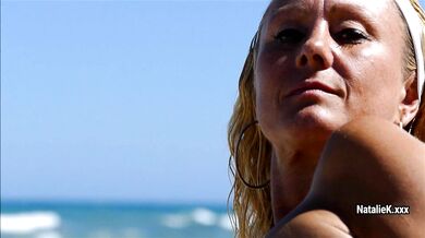 Topless masturbation on the public beach 1080p HD