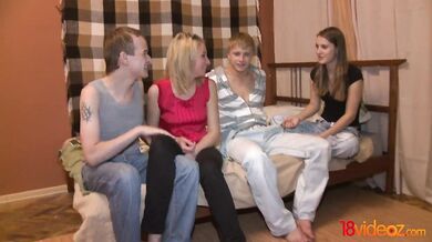 Blowjob contest and cross-partner fuck