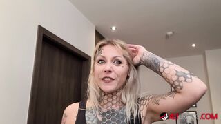 Nayomi Sharp Giving a Blowjob Before Tattooing herself