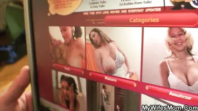 Guy fucks very old blonde girlfriends mother