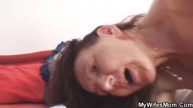 Horny old mother riding son-in-law cock
