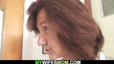 Horny old mother-in-law rides his dick