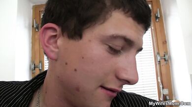 Hairy-pussy girlfriends mom seduces boy into taboo sex