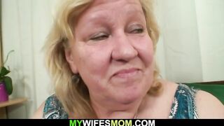 Young dude fucks busty chubby-faced grandmother