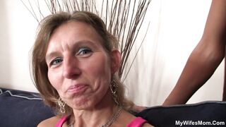 Wife watching hubby doggy-fucking her hairy old mom