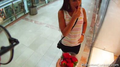 Sweet strawberry fuck in a WC