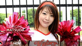 Tomomi Matsuda is learning a new dance in her cheerleader outfit