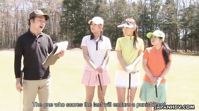 Beautiful golf lady Nana Kunimi make a mistake and now she has to pay
