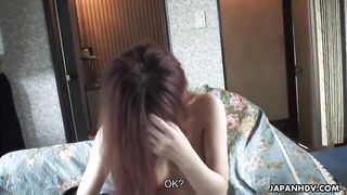 Horny Japanese dude with a camera crew seduces an amateur woman by the