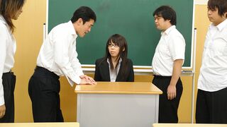 Sexy and arousing dark haired teacher Maho Sawai with glasses gets her