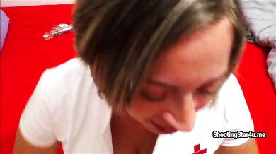 Nurse blowjob and tit job