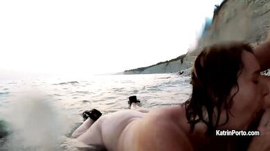 Beach blowjob