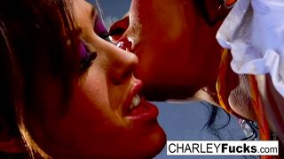 Charlie has some slippery and wet fun with sexy brunette Capri
