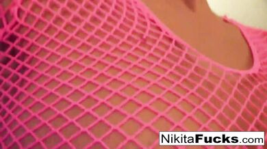 Solo fishnet solo with hot Milf Nikita Von James