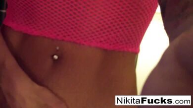Solo fishnet solo with hot Milf Nikita Von James
