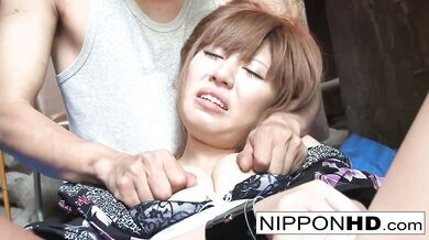 Japanese babe is teased with fingers and cocks