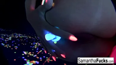 Samantha gets off in this super hot black light solo