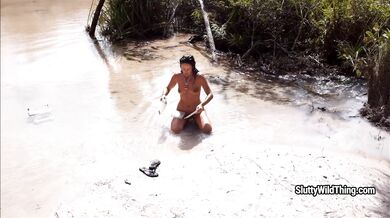 Nude outdoor washing