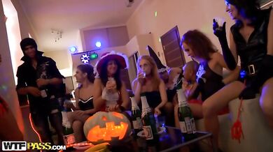 Wild student group sex on Halloween night