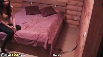 Cool party sex scene with hot brunette