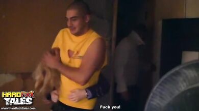 Hard anal fuck scene with blonde girl