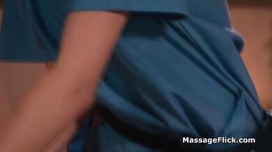 Spicy masseuse seduces blonde client into wild tribbing session