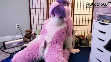 Pink furry Vicky Tart CANNOT GET ENOUGH of VacuGlide.