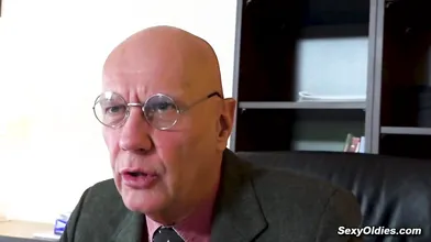 Teen Daisy Cake seduces and fuck old man Hugo in his office