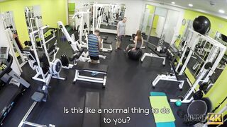 Man for money let stranger fuck his slutty girlfriend in gym