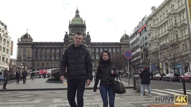 Cameraman fucks comely brunette next to her grumpy cuckold