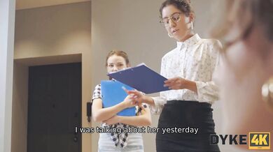 Beautiful Office Workers Use Dildo and Pussy Licking for a Lunch Break