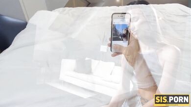 Porn Actress Is Humped by Her Stepbrother on White Bedsheets