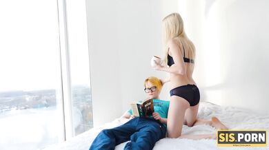 Boyfriend Relaxes and Angry Blonde Has Sex with Stepbro