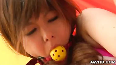 Bondaged Asian cutie Miku Airi gets her pussy stimulated with a vibrator