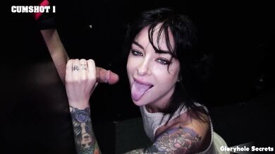Gloryhole Secrets - Brunette Inked Babe Loves Deepthroating Cocks - Ray Ray