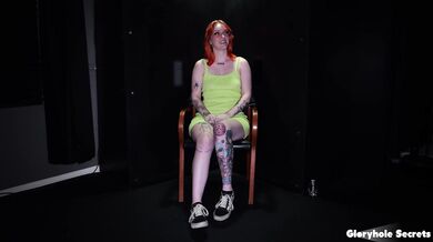 Gloryhole Secrets - Hot Fiery Inked Redhead Loves Deepthroating Cocks At The Gloryhole