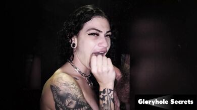 Gloryhole Secrets - Small Tittied Inked Brunette Visits The Glryhole - Lydia Black