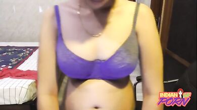 Indian GF In Blue Bra Showing Shaved Pussy On Webcam