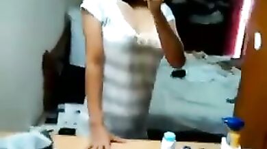 Indian university girl showing cleavage breasts