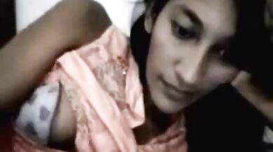 Webcam solo with an Indian chick flashing her tits
