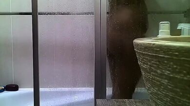 Curvy indian stepmom spied in the shower