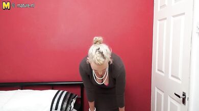 Hot British housewife playing with her toy