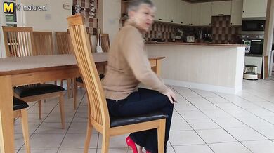Naughty big breasted British housewife playing with herself