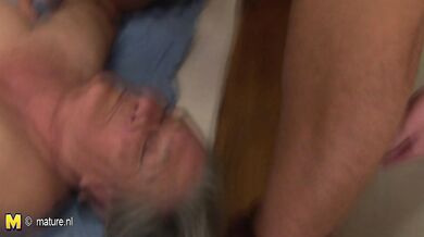 Granny gets a mouth full of cum