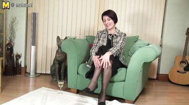 Horny British housewife playing with her pussy