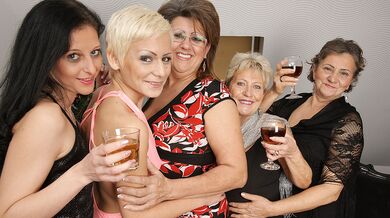 Five horny old and young lesbians make it special for Christmas