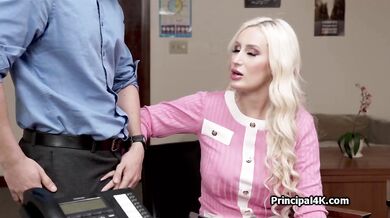 Milf bounced on principals dick while calling home