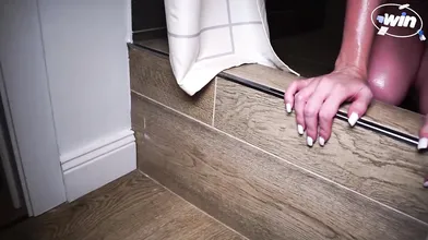 Eva Gold's meaty fake tits, decorated in erotic bod paint, pull out a crazy mast