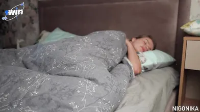 Morning lovemaking with a cutie and a pecker, doggie style fucking.