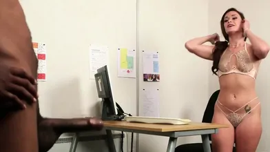 Bossy busty voyeur teases staff member